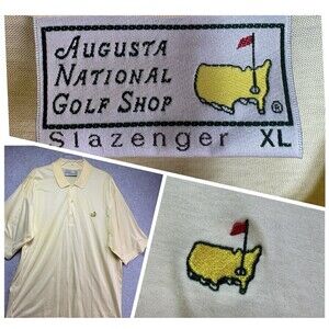 Vintage Masters Augusta National Golf Club Polo Shirt Mens XL Yellow Slazenger